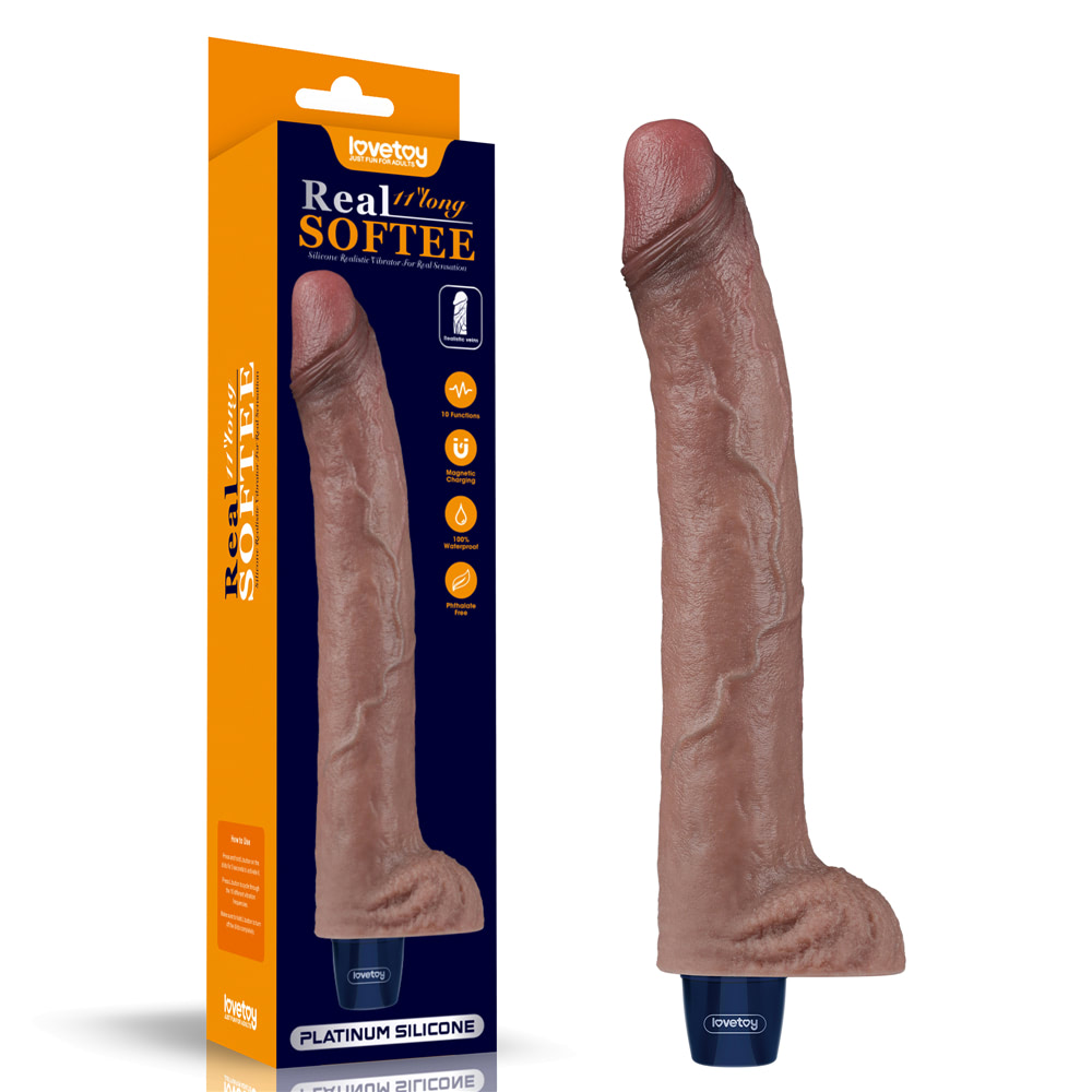 Prótese Realista Silicone Platinum Real Softee com 10 modos de vibração
